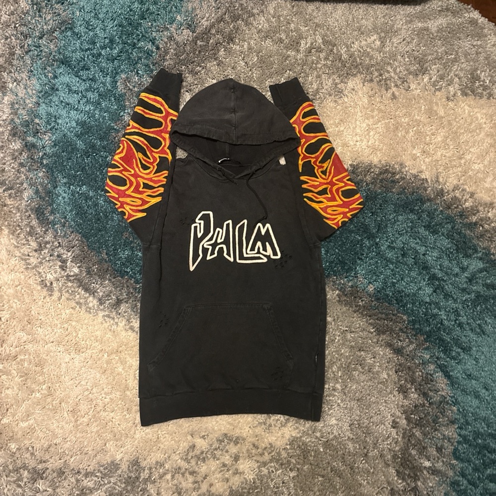 Palm Angels Black Sweater with Flame Sleeves